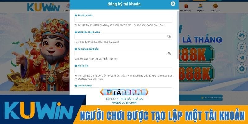 Một người chơi chỉ được phép tạo lập một tài khoản duy nhất