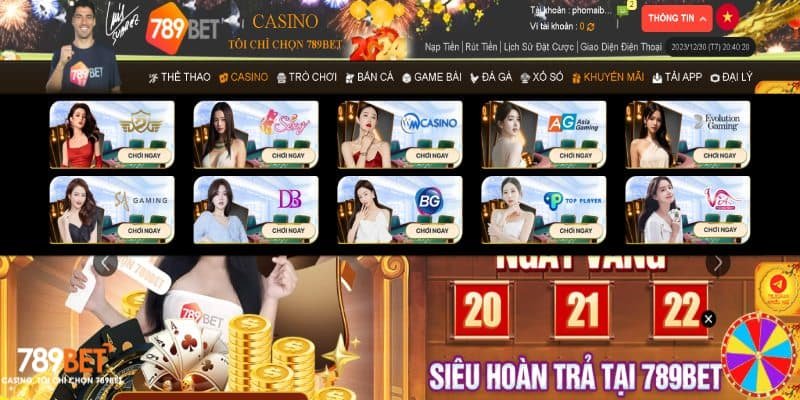 Khám phá những tựa game chơi casino hot nhất tại 789bet