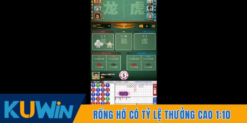 Rồng hổ có tỷ lệ thưởng cao lên đến 1:10